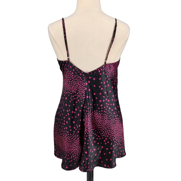 Frederick’s of Hollywood Pink Black Polka Dot Slip Dress Nightie 1X Babydoll Y2K - Picture 5 of 6